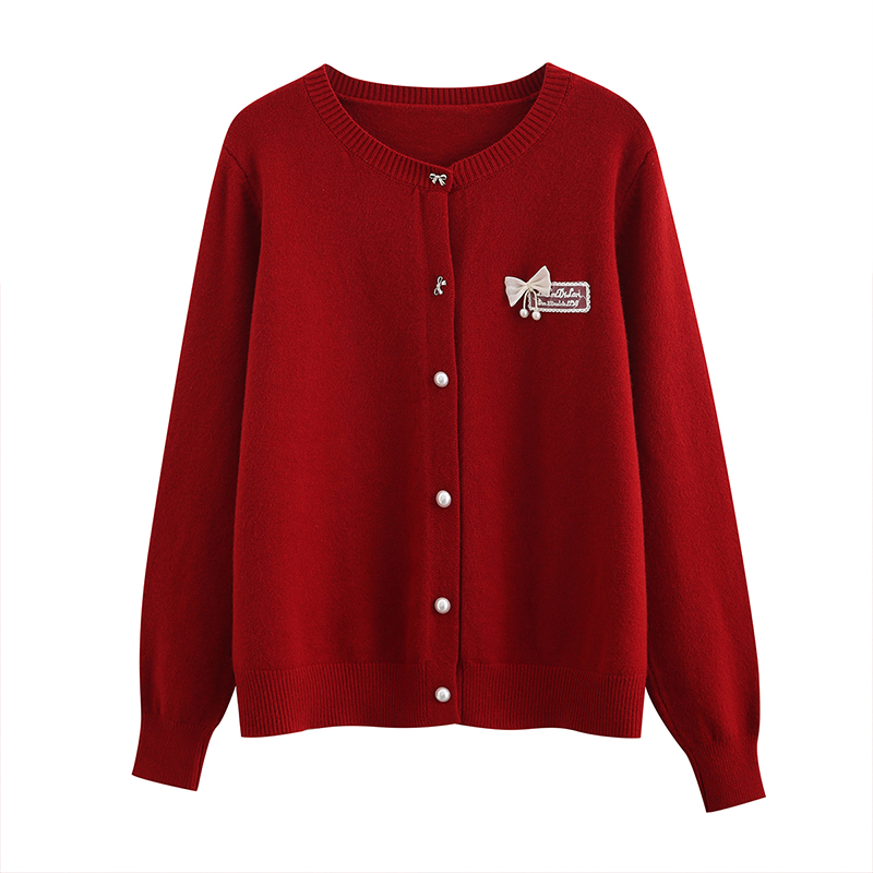 New Early Autumn Knit Cardigan Lightweight Sweet Style Blue Round Neck Top Jacket Fall Outfit Design Sweater - Image 5