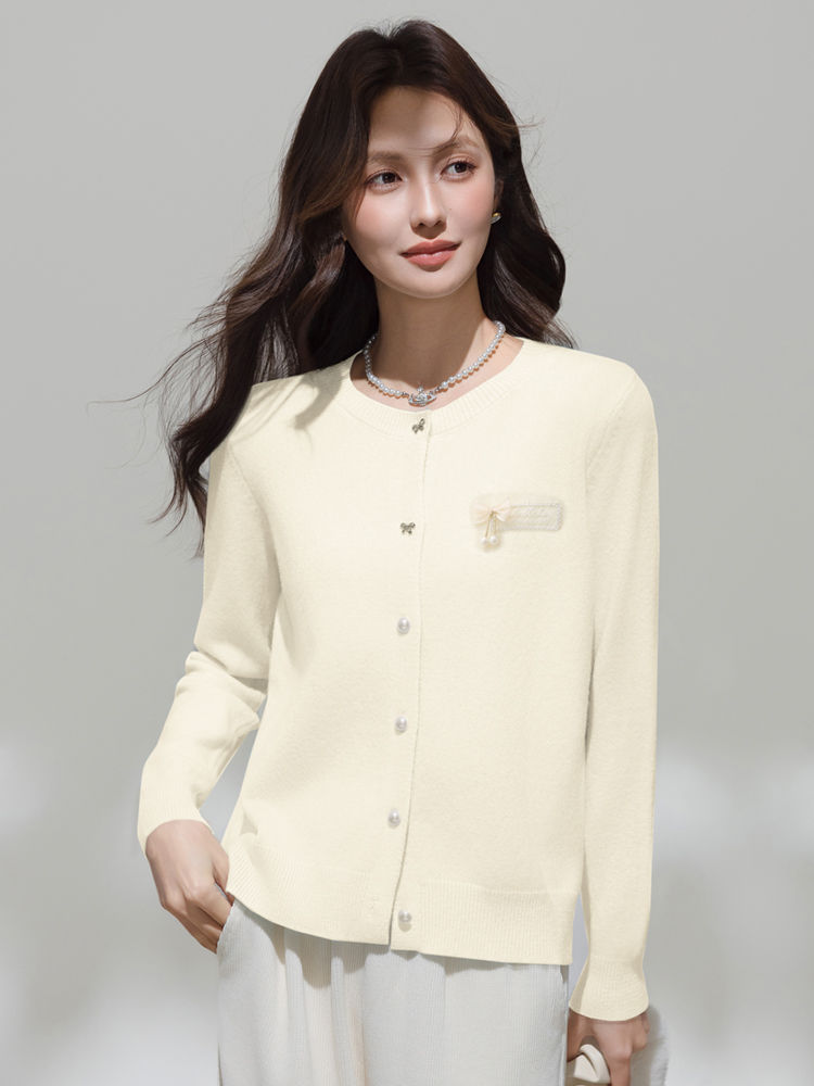 New Early Autumn Knit Cardigan Lightweight Sweet Style Blue Round Neck Top Jacket Fall Outfit Design Sweater - Image 4
