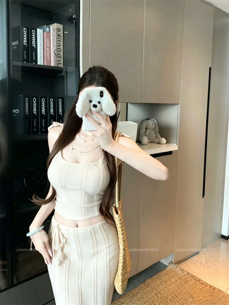 Women's Sexy Ribbed Knit Cami Top and Skirt Two-Piece Set Summer - Image 3