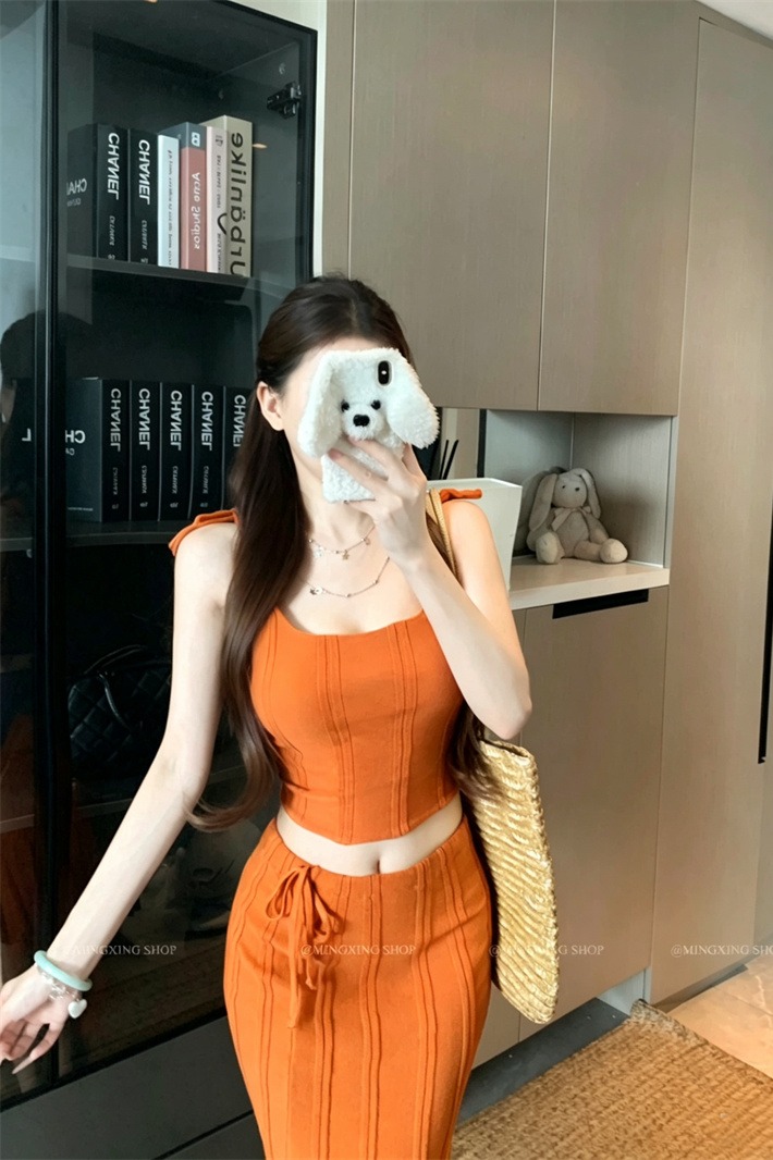 Women's Sexy Ribbed Knit Cami Top and Skirt Two-Piece Set Summer - Image 5