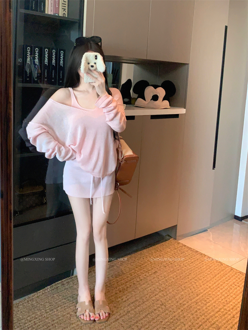 Women’s 3-Piece Knit Sweater Set with Cami and Skirt – Style 08cfd6