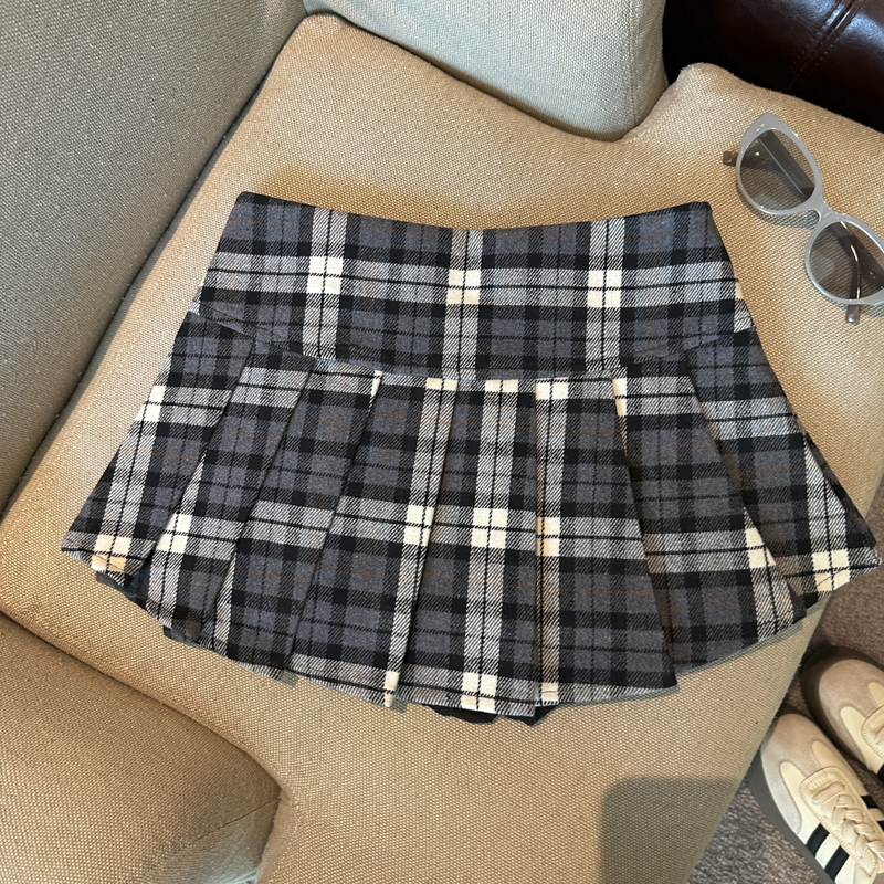 Plaid Pleated A-Line Mini Skirt with Buttons for Women - Style a70189 - Image 5