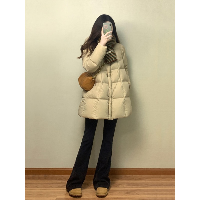 Women’s Korean Style Mid-Length Hooded Padded Cotton Winter Coat