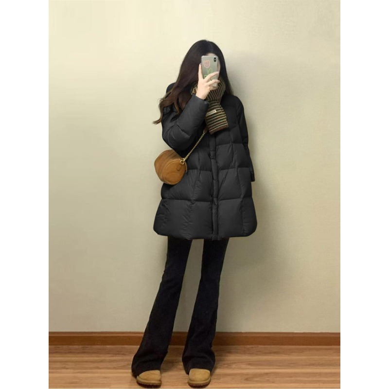 Women’s Korean Style Mid-Length Hooded Padded Cotton Winter Coat